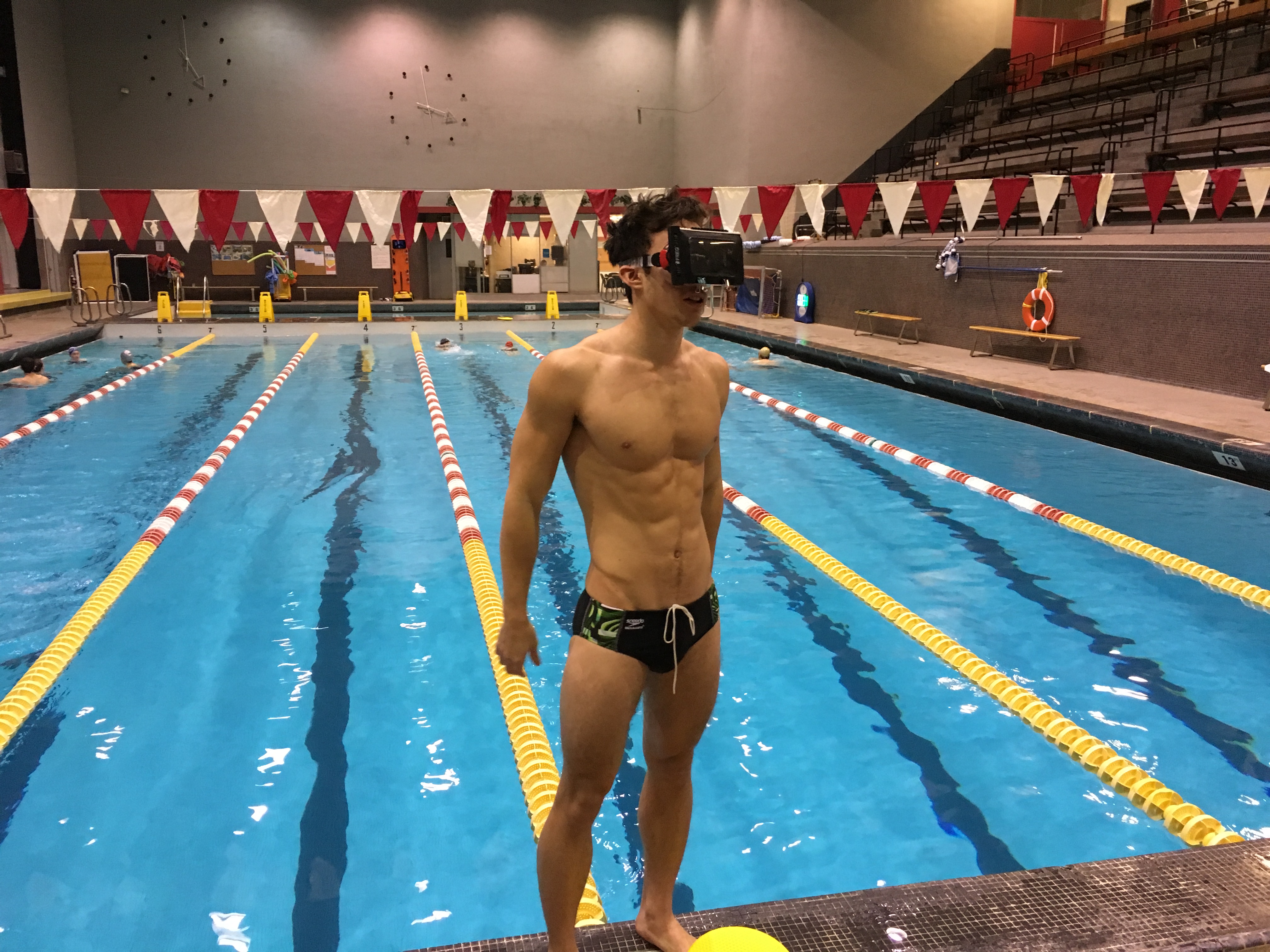 Me wearing the smart goggles